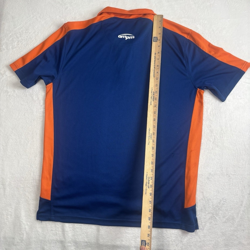 AMPM Blue Orange Short Sleeve Collared Employee Shirt Men's Large - Picture 11 of 11